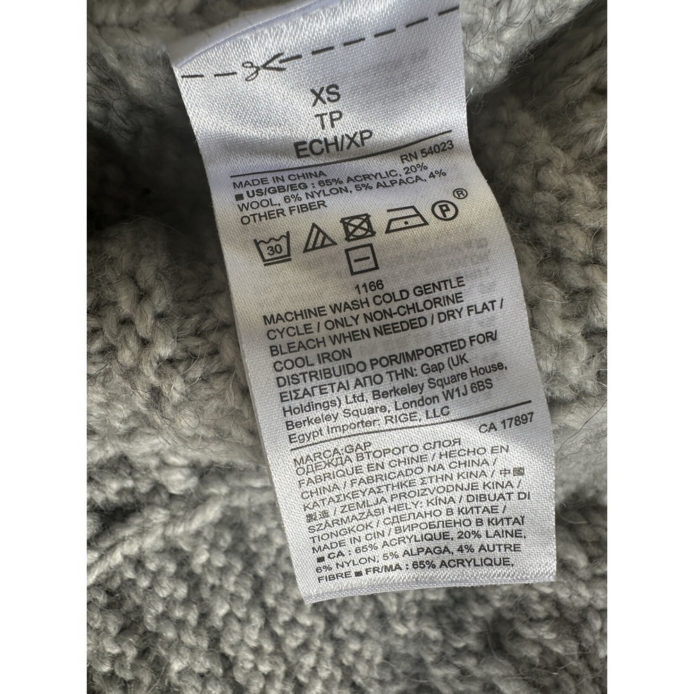 NEW GAP Cable Knit Sweater Dress Women's Size XS Gray Winter Wool Cozy Hygge - Picture 5 of 10
